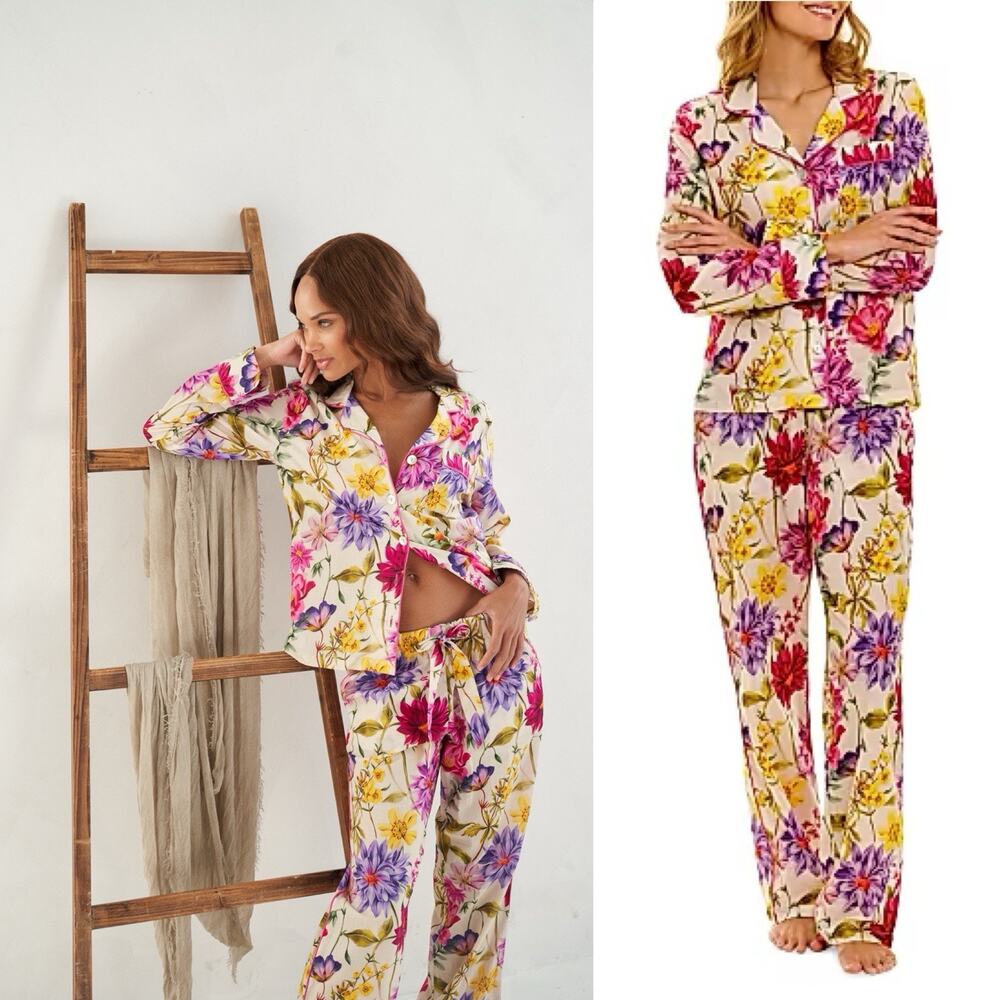 The Lazy Poet 100% Cotton Cottagecore Floral Long Leave Pajama Pj Set M EUC